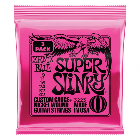 Ernie Ball Super Slinky Electric Guitar Strings 9-42, 3 Pack 3223