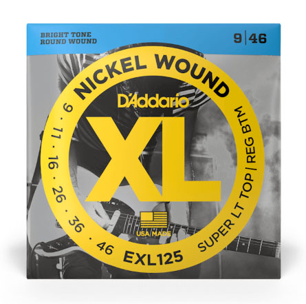 D'Addario EXL125 Nickel Wound Electric Guitar Strings, Super Light Top/ Regular Bottom, 09-46