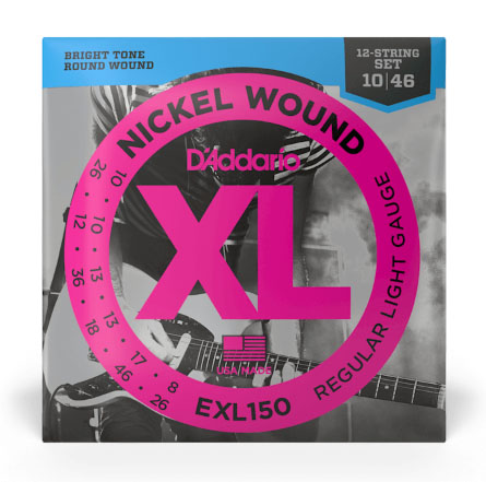 D'Addario EXL150 Nickel Wound Electric Guitar Strings, 12-String, Regular Light, 10-46