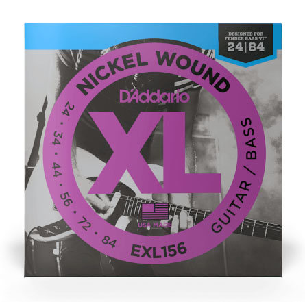 D'Addario EXL156 Nickel Wound Electric Guitar/Nickel Wound Bass Strings, Fender Nickel Wound Bass VI, 24-84