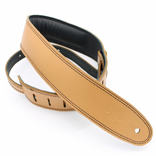 DSL 2.5'' Padded Garment Leather Strap, Tan with Black Stitch GEG25-18-1