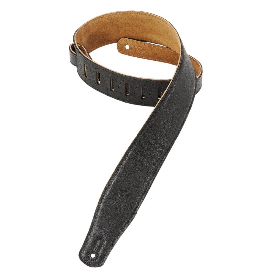 Levy's Leather's Black Garment Leather with Brown Suede Back Guitar Strap, M26GF-BLK