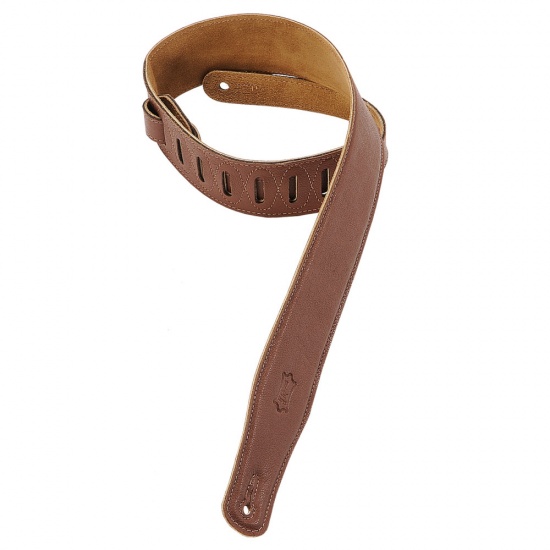 Levy's Leather's Brown Garment Leather with Brown Suede Back Guitar Strap, M26GF-DBR
