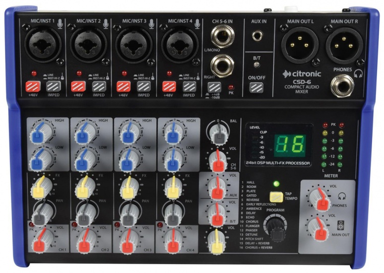 Citronic CSD-6 Compact Mixer with BT and DSP Effects