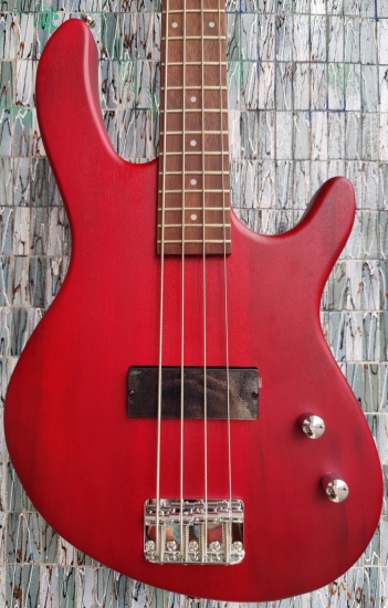 Cort Action Bass Junior Short Scale Bass, Open Pore Black Cherry