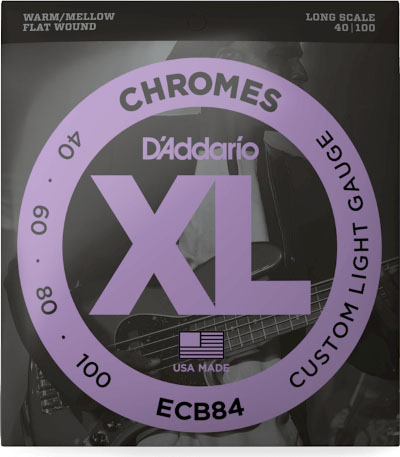 D'Addario ECB84 Chromes Bass Guitar Strings, Custom Light, 40-100, Long Scale