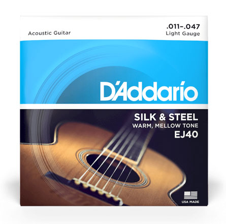 D'Addario EJ40 Silk & Steel Folk Guitar Strings, 11-47