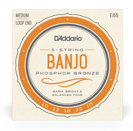 D'Addario EJ55 5-String Banjo Strings, Phosphor Bronze, Medium, 10-23