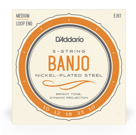 D'Addario EJ61 5-String Banjo Strings, Nickel, Medium 10-23