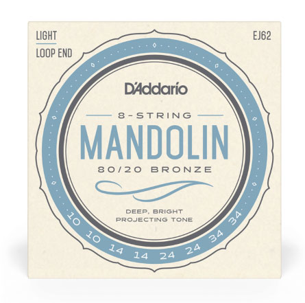 D'Addario EJ62 80/20 Bronze Mandolin Strings, Light, 10-34