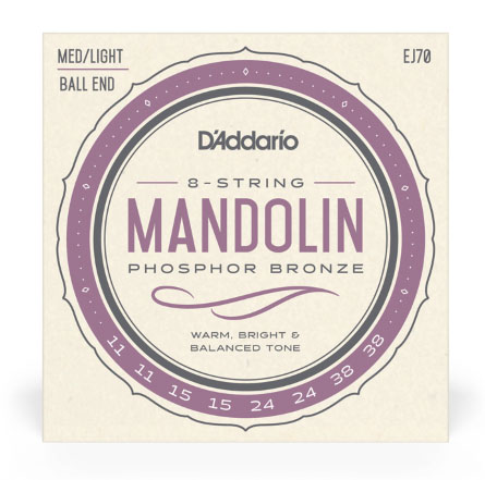 D'Addario EJ70 Phosphor Bronze Mandolin Strings, Ball End,  Medium/Light, 11-38