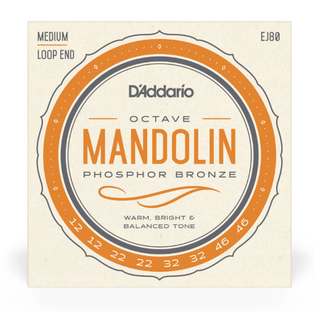 D'Addario EJ80 Phosphor Bronze Octave Mandolin Strings, Medium, 12-46