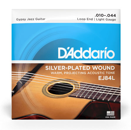 D'Addario EJ84L Gypsy Jazz Acoustic Guitar Strings, Loop End, Light, 10-44