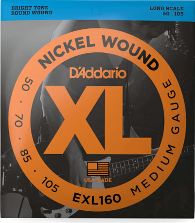 D'Addario EXL160 Nickel Wound Bass Guitar Strings, Medium, 50-105, Long Scale