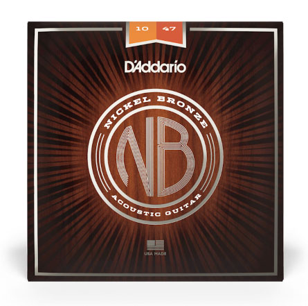 D'Addario NB1047 Nickel Bronze Acoustic Guitar Strings, Extra Light, 10-47