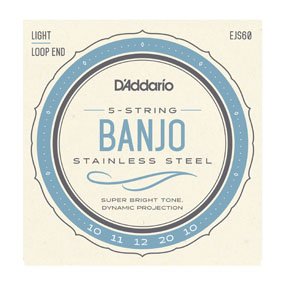 D'Addario EJS60 5-String Banjo Strings, Stainless Steel, Light, 9-20