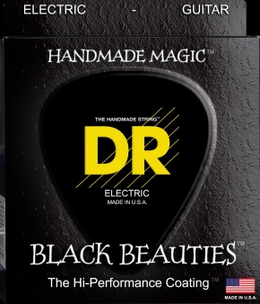 DR Black Beauties BLACK Coloured Electric Coated Guitar Strings, Medium 10-46