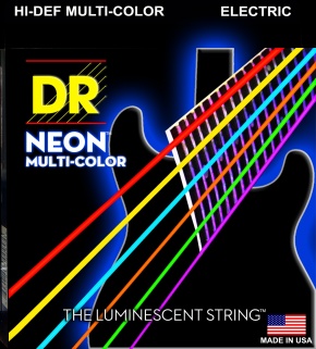 DR Hi-Def Neon Multi Coloured Coated Electric Guitar Strings, Medium 10-46