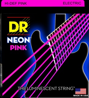 DR Hi-Def Neon Pink Coated Electric Guitar Strings, Light 9-42