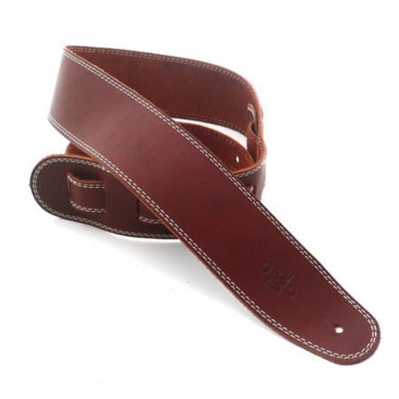 DSL Single Ply Saddle Brown Leather with Beige Stitch 2.5'' Guitar Strap SGE25-17-3