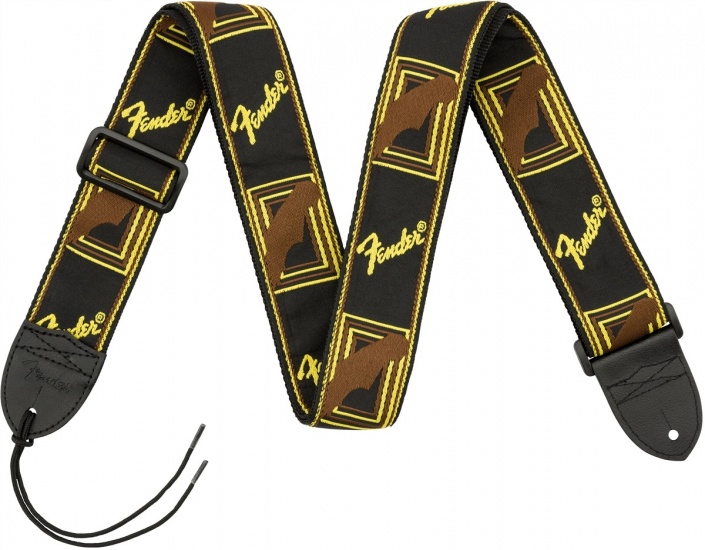 Fender 2'' Monogrammed Strap, Black/Yellow/Brown