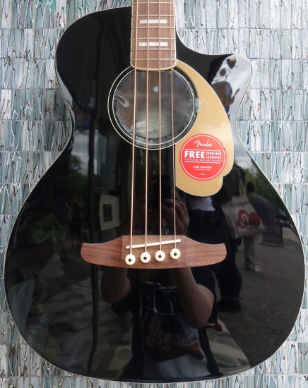 Fender Kingman Electro-Acoustic Bass Guitar, Black Gloss