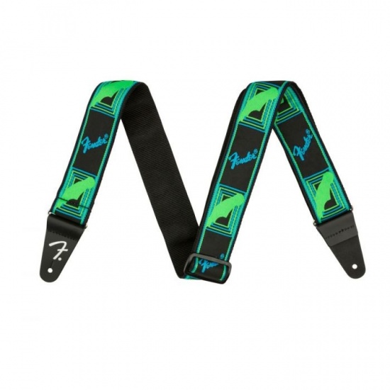 Fender Neon Monogrammed Strap, Green/Blue