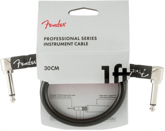 Fender Professional Series Instrument Cables, Angle/Angle, 1', Black