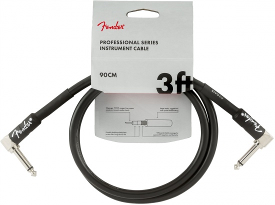 Fender Professional Series Instrument Cables, Angle/Angle, 3', Black