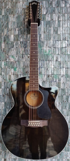 Guild F-2512CE Deluxe Maple 12-String Electro-Acoustic Cutaway, Trans Black Burst