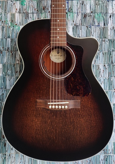 Guild Westerly Collection OM-240CE Electro-Acoustic Orchestra Cutaway, Antique Charcoal Burst