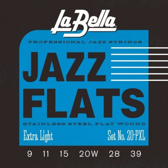 La Bella Jazz Flats 1920PXL Professional Jazz Flatwound Guitar Strings, Extra Light 9-39