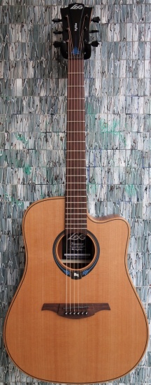 LAG THV10DCE Tramontane HyVibe 10 Electro-Acoustic Dreadnought Cutaway