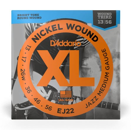 D'Addario EJ22 Nickel Wound Electric Guitar Strings, Jazz Medium, 13-56