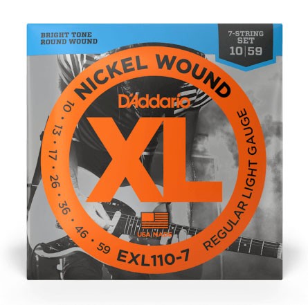 D'Addario EXL110-7 7-String Nickel Wound Electric Guitar Strings, Regular  Light, 10-59