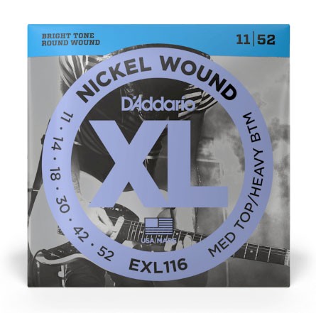 D'Addario EXL116 Nickel Wound Electric Guitar Strings, Medium Top/Heavy Bottom, 11-52