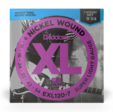 D'Addario EXL120-7 Nickel Wound 7-String Electric Guitar Strings, Super Light, 09-54