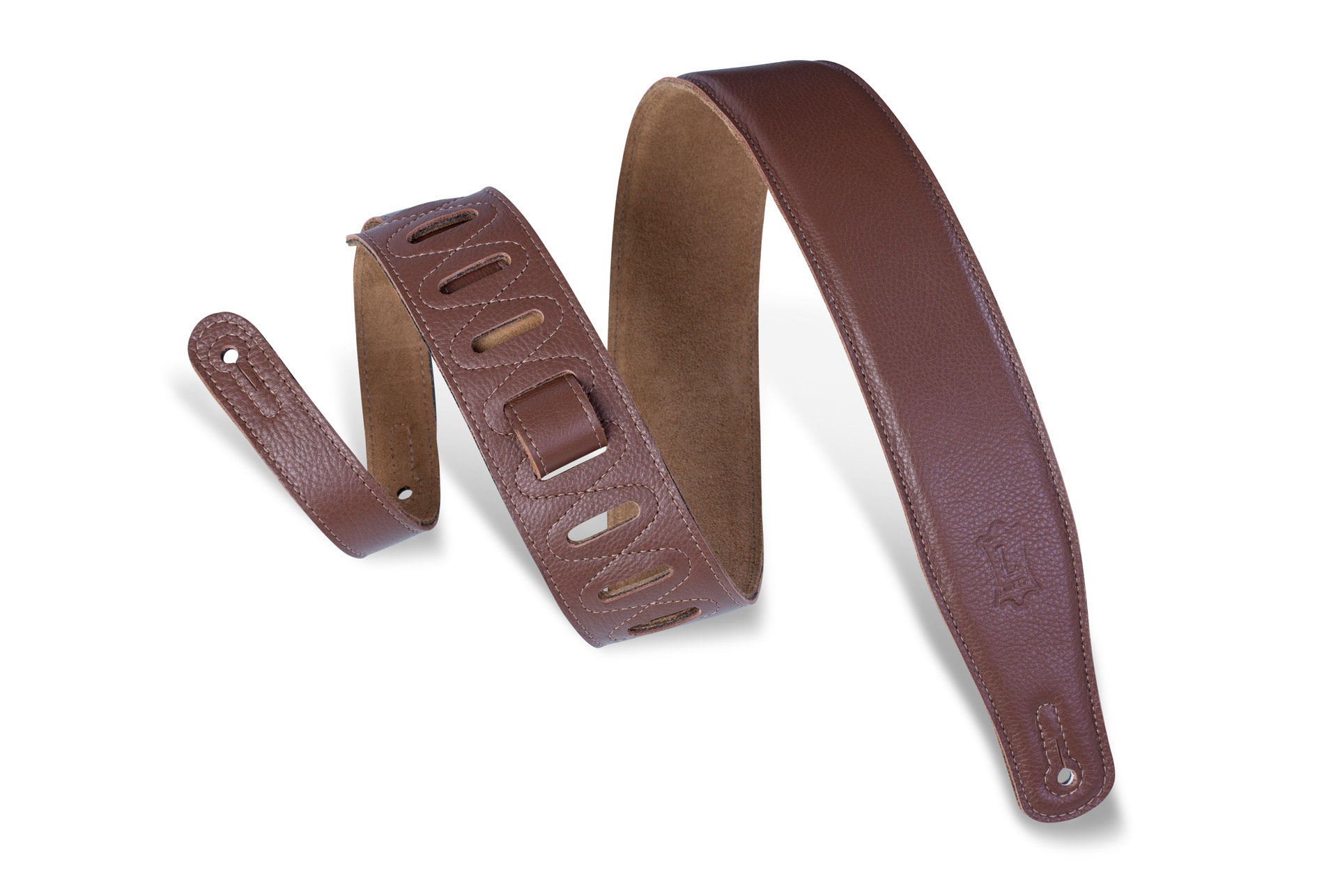 Levy's Leather's Brown Garment Leather with Brown Suede Back Guitar Strap, M26GF-DBR