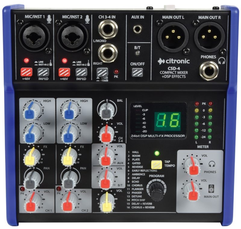 Citronic CSD-4 Compact Mixer with BT and DSP Effects