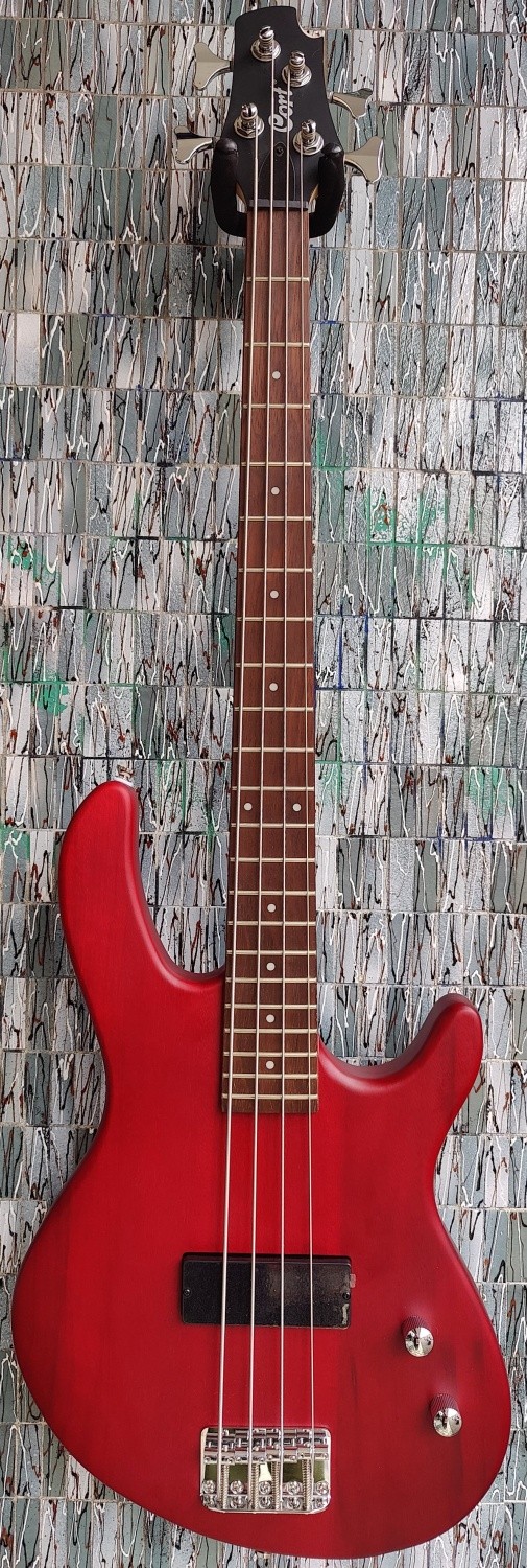 Cort Action Bass Junior Short Scale Bass, Open Pore Black Cherry