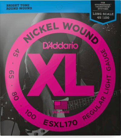 D'Addario ESXL170 Nickel Wound Bass Guitar Strings, Light, 45-100, Double Ball End, Long Scale