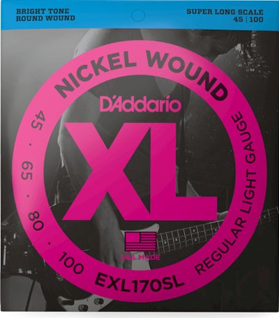 D'Addario EXL170SL Nickel Wound Bass Guitar Strings, Light, Super Long Scale