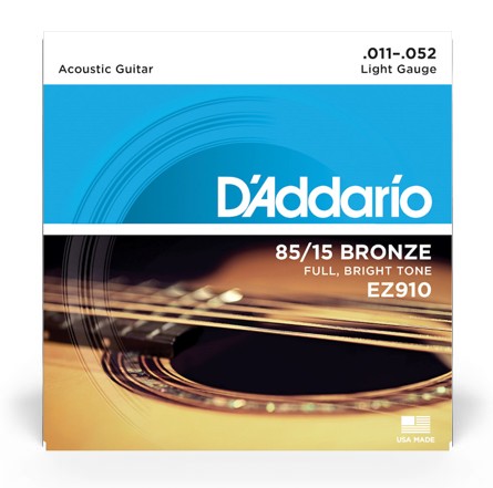 D'Addario EZ910 85/15 Bronze Acoustic Guitar Strings, Light, 11-52