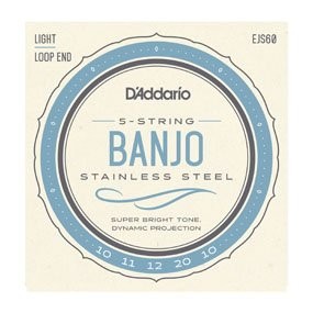 D'Addario EJS60 5-String Banjo Strings, Stainless Steel, Light, 9-20