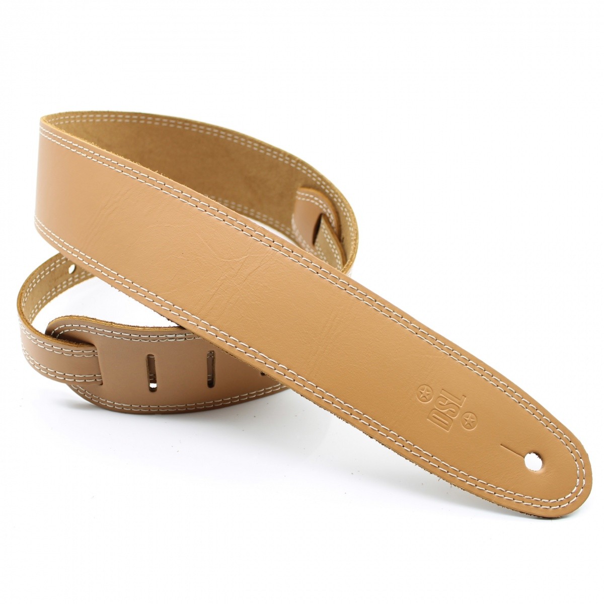 DSL 2.5'' Single Ply Leather Tan with Beige Stitch Guitar Strap SGE25-18-3