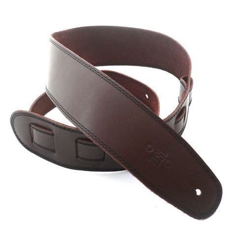 DSL Single Ply Saddle Brown Leather with Black Stitch 2.5'' Guitar Strap SGE25-17-1
