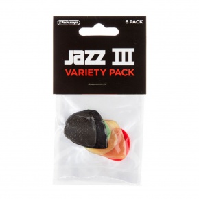 Dunlop Jazz III Variety Plectrum Pack, 6 Picks