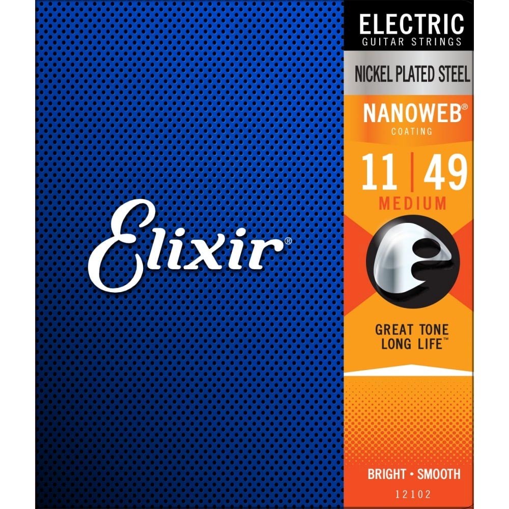 Elixir Nanoweb Nickel Electric Guitar Strings, 11-49 Medium