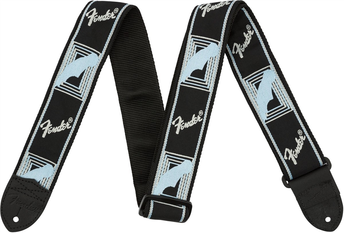 Fender 2'' Monogrammed Strap, Black/Light Grey/Blue