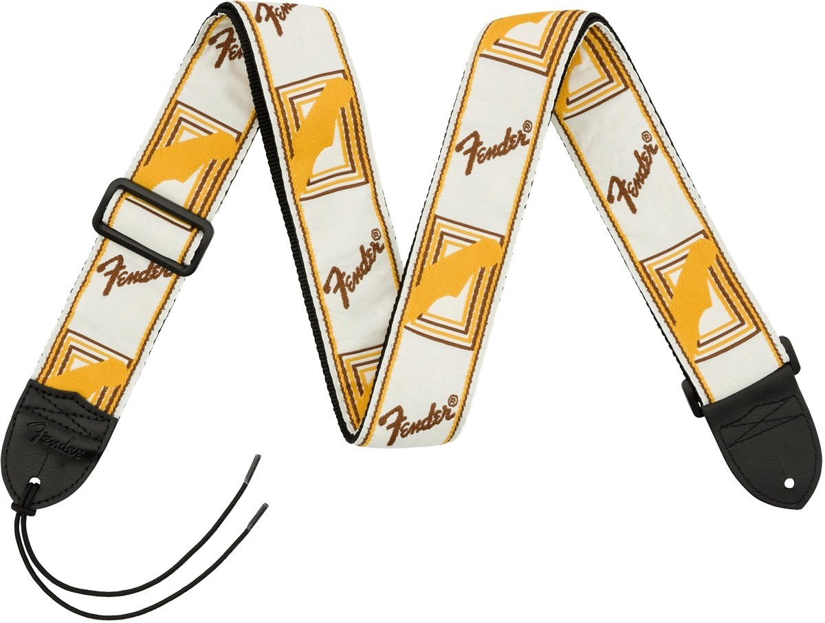 Fender 2'' Monogrammed Strap, White/Brown/Yellow